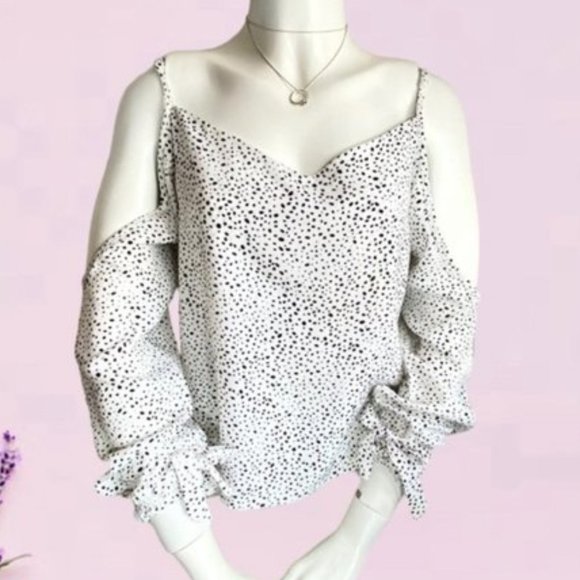 Dalmatian Print Cold Shoulder Blouse NEW - Picture 5 of 16
